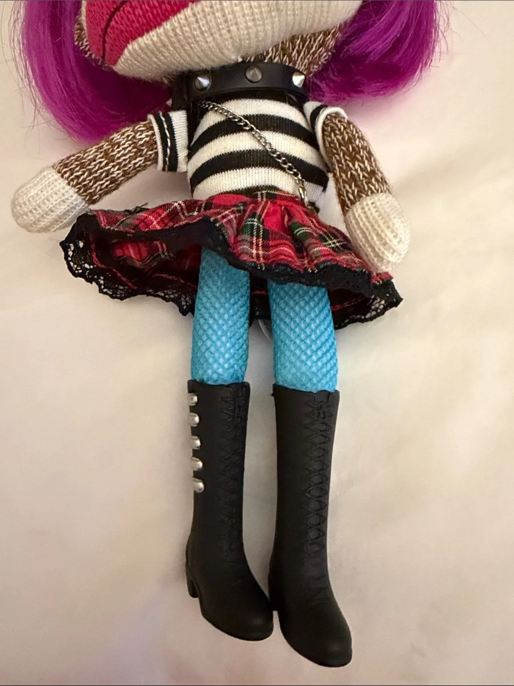 Planet Sock “Magenta  Beetsch” Monkey Punk Rocker Girl Doll.
